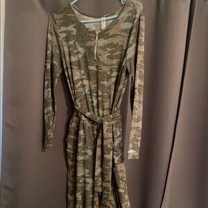 Justice Green Brown Bodycon Long Sleeve One Piece